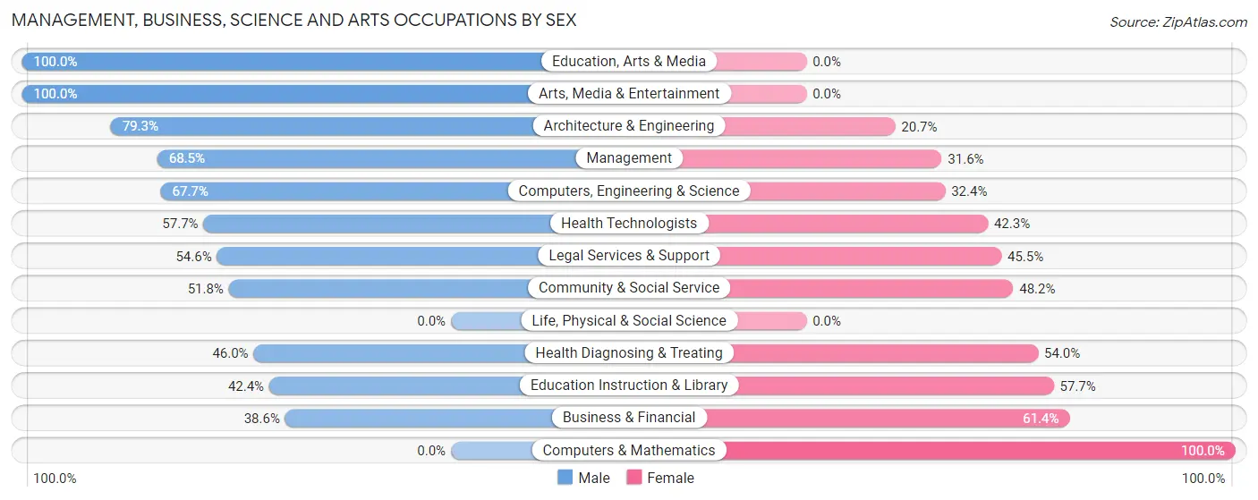 Management, Business, Science and Arts Occupations by Sex in Zip Code 28746