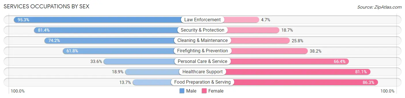 Services Occupations by Sex in Zip Code 28752