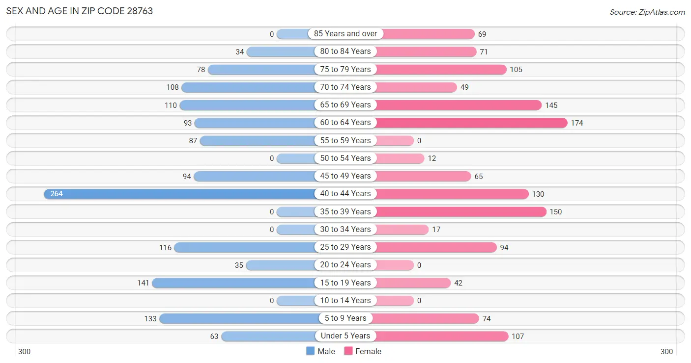 Sex and Age in Zip Code 28763