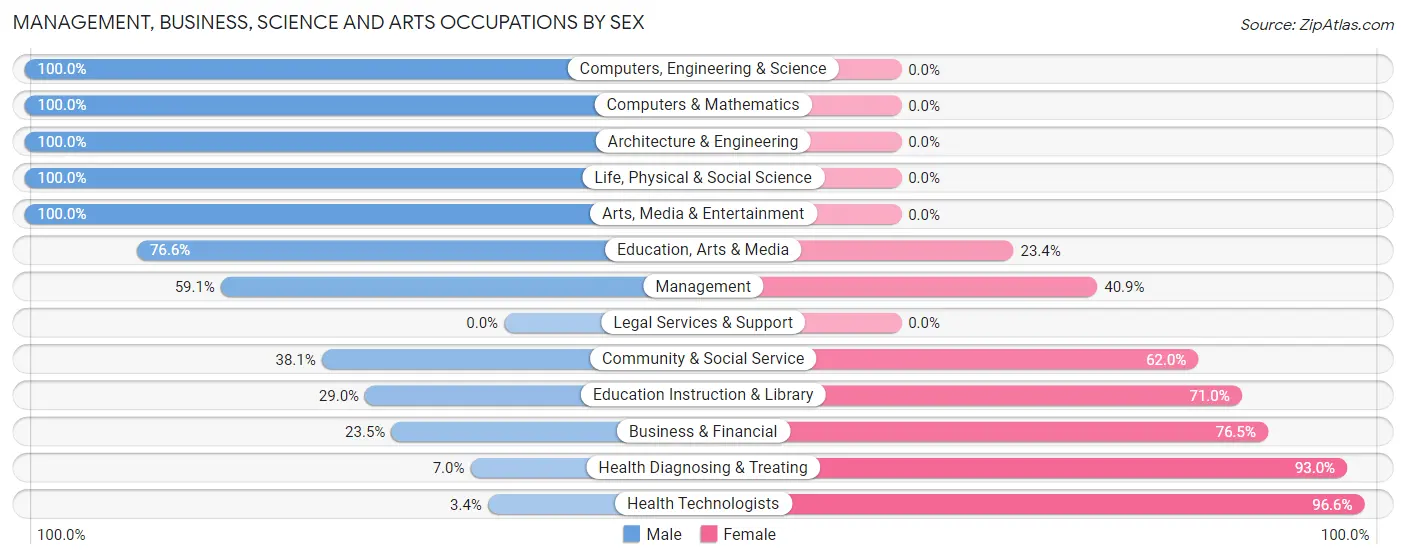 Management, Business, Science and Arts Occupations by Sex in Zip Code 28771
