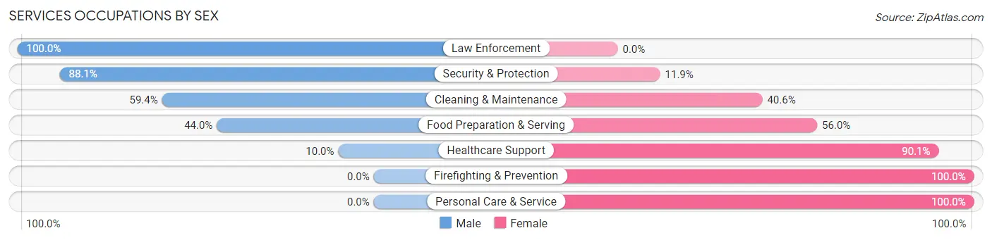 Services Occupations by Sex in Zip Code 28771