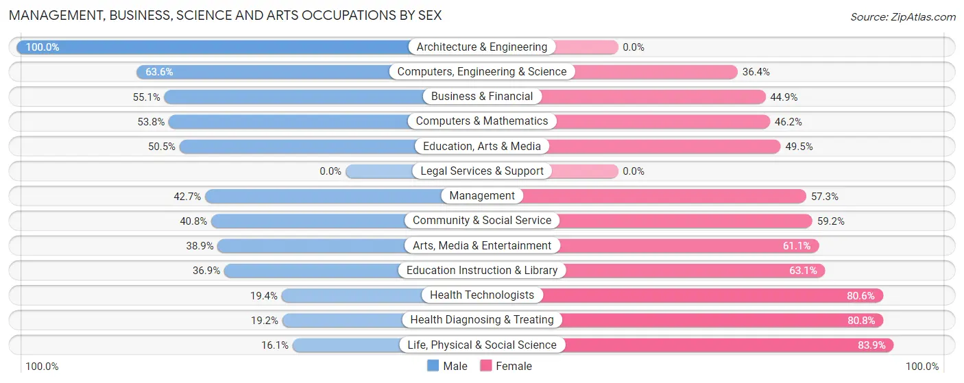 Management, Business, Science and Arts Occupations by Sex in Zip Code 28778