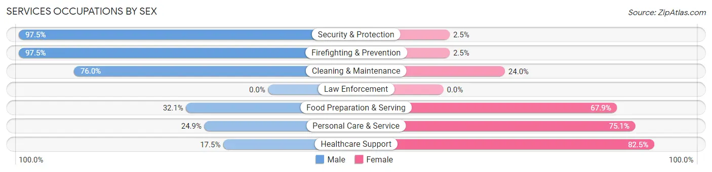 Services Occupations by Sex in Zip Code 28778