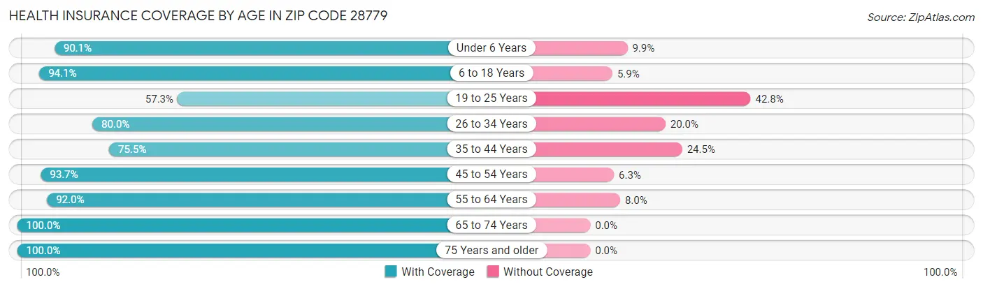 Health Insurance Coverage by Age in Zip Code 28779