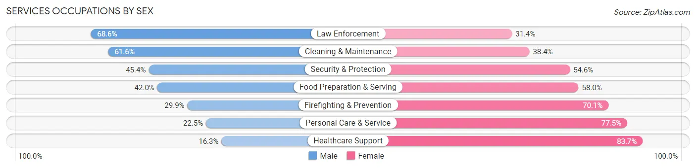 Services Occupations by Sex in Zip Code 28786