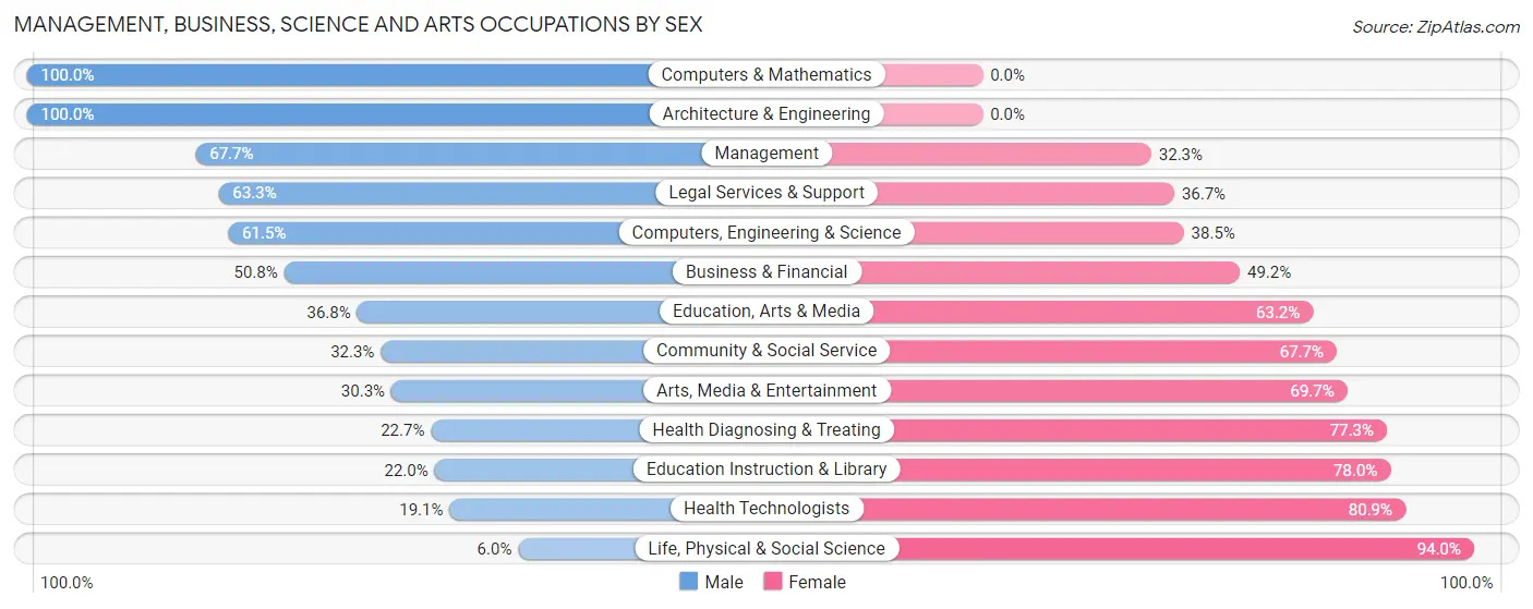Management, Business, Science and Arts Occupations by Sex in Zip Code 28787