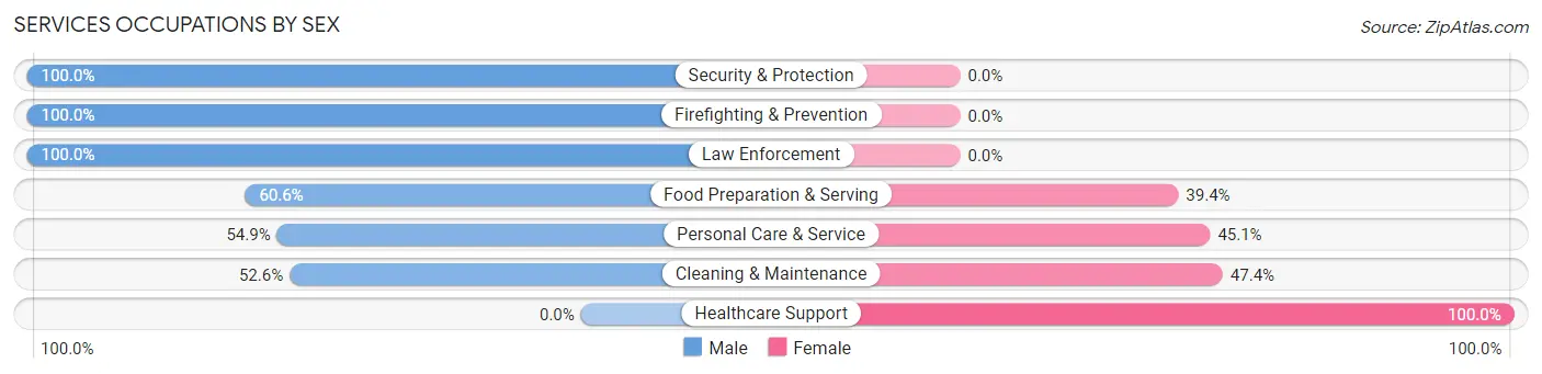 Services Occupations by Sex in Zip Code 28789