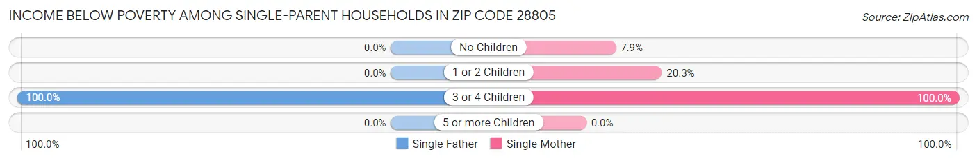 Income Below Poverty Among Single-Parent Households in Zip Code 28805