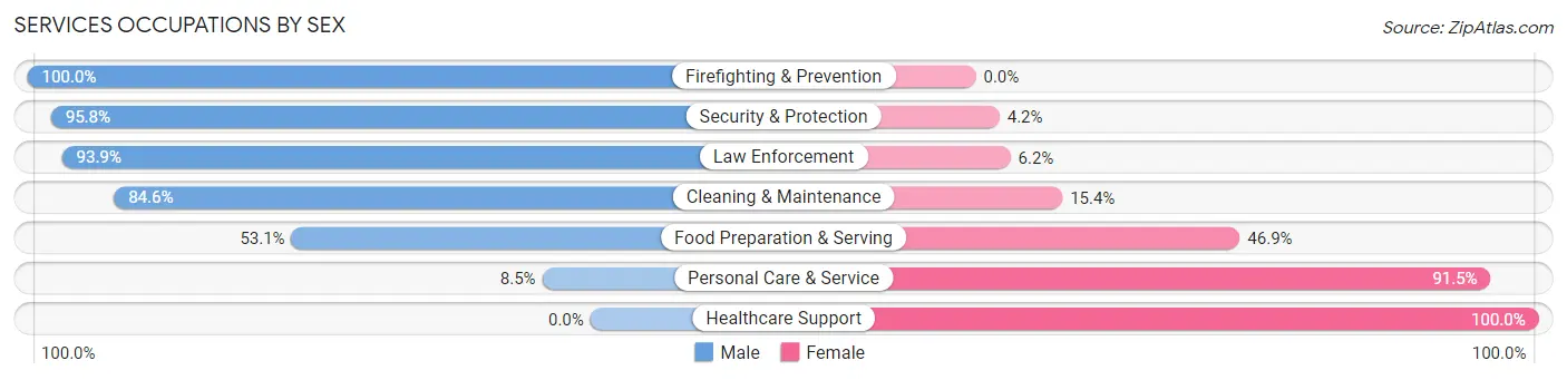 Services Occupations by Sex in Zip Code 28904
