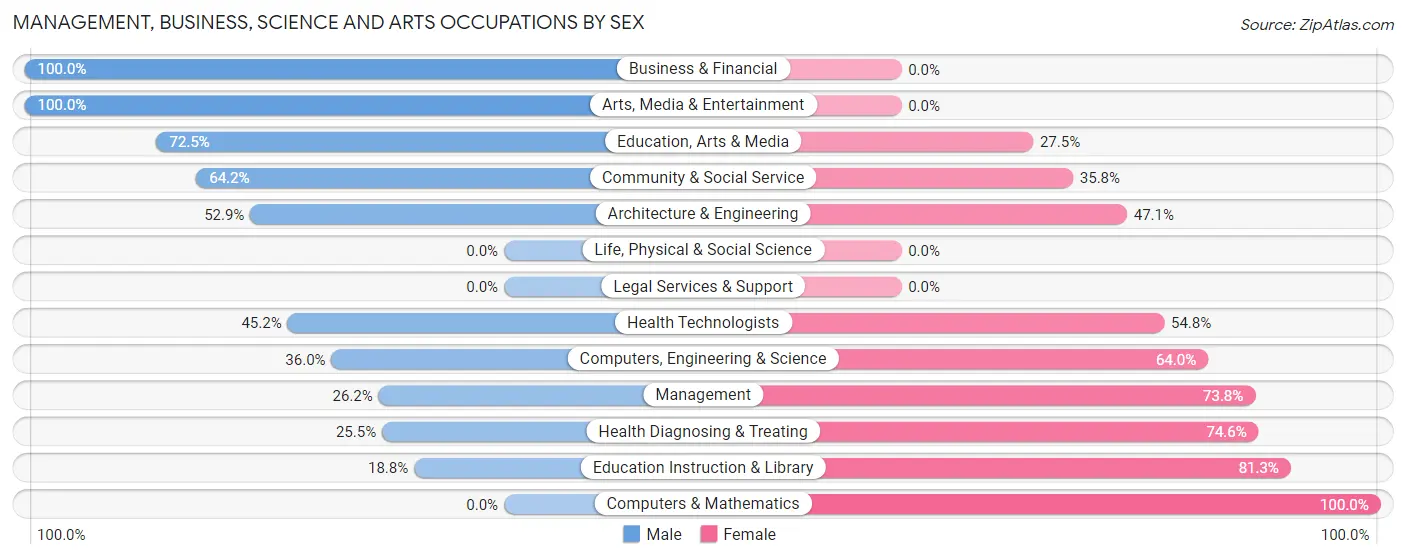 Management, Business, Science and Arts Occupations by Sex in Zip Code 28905