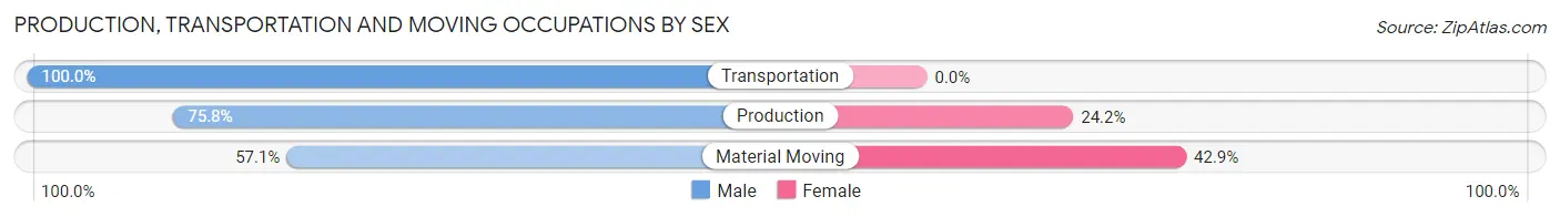 Production, Transportation and Moving Occupations by Sex in Zip Code 29001