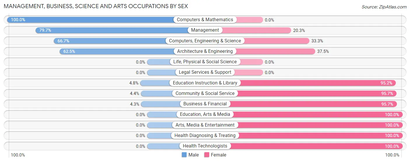 Management, Business, Science and Arts Occupations by Sex in Zip Code 29009