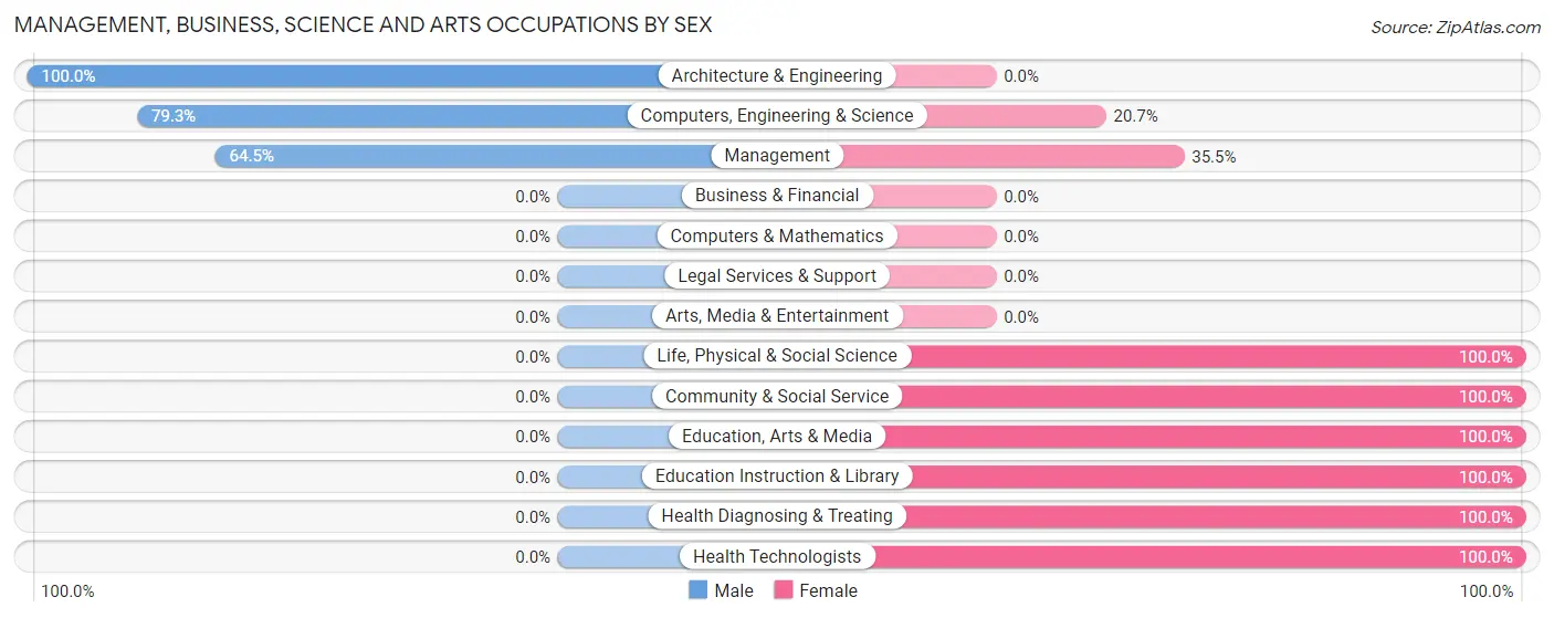 Management, Business, Science and Arts Occupations by Sex in Zip Code 29038