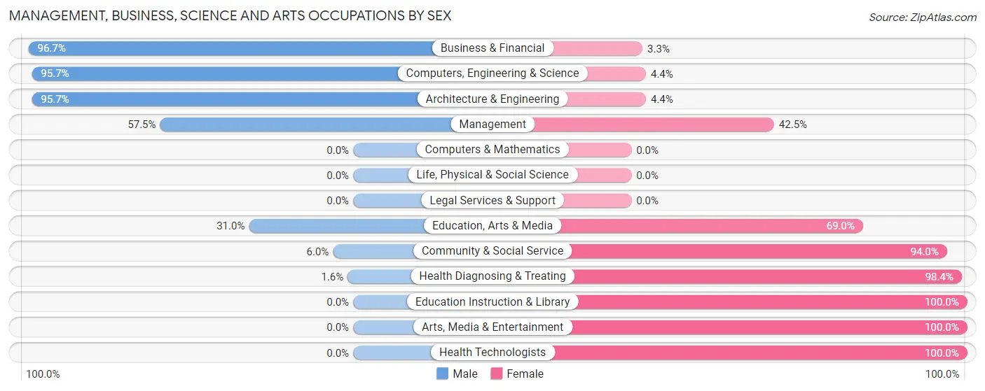 Management, Business, Science and Arts Occupations by Sex in Zip Code 29039
