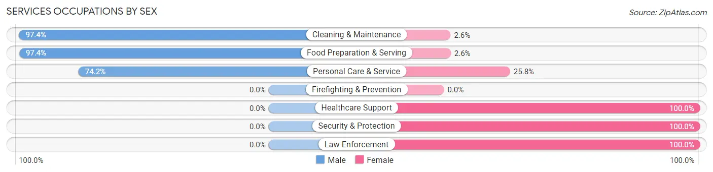 Services Occupations by Sex in Zip Code 29039