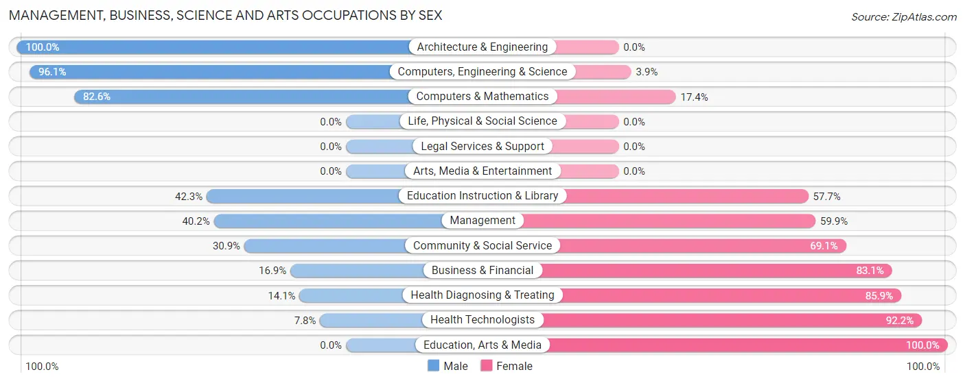 Management, Business, Science and Arts Occupations by Sex in Zip Code 29040