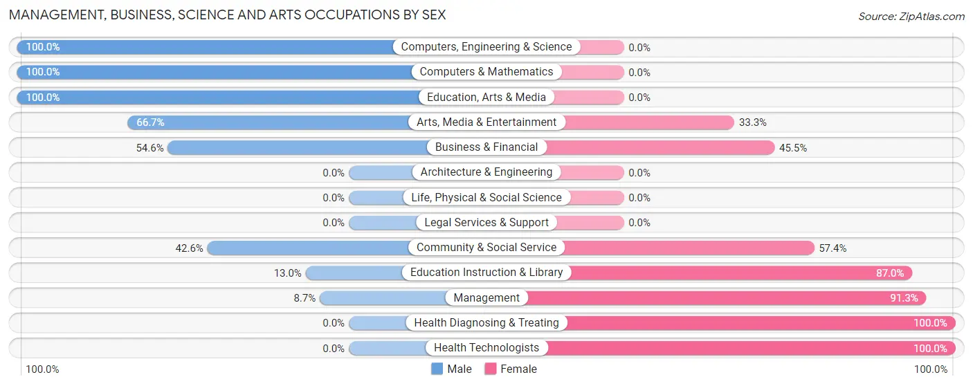 Management, Business, Science and Arts Occupations by Sex in Zip Code 29042