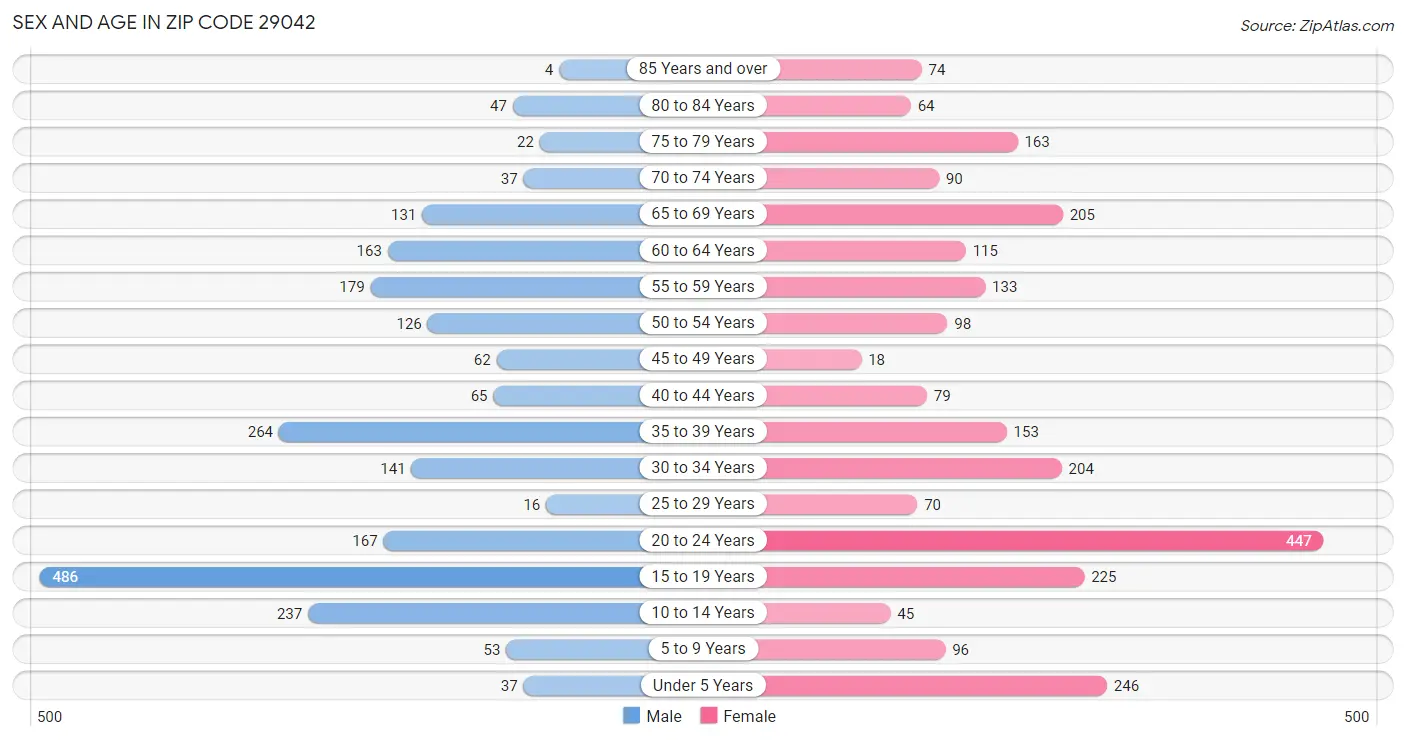 Sex and Age in Zip Code 29042