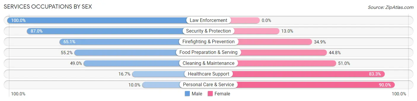 Services Occupations by Sex in Zip Code 29054