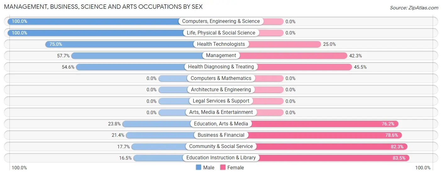Management, Business, Science and Arts Occupations by Sex in Zip Code 29059