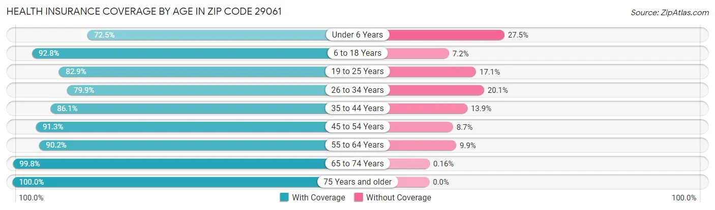 Health Insurance Coverage by Age in Zip Code 29061