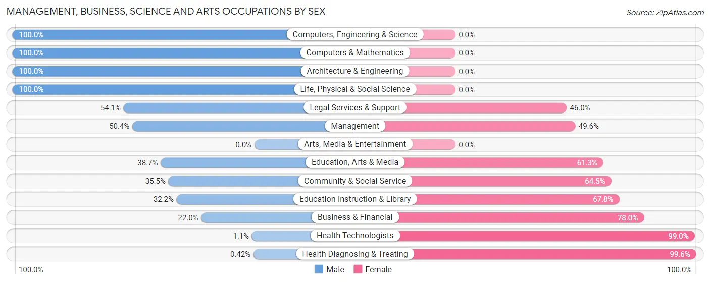 Management, Business, Science and Arts Occupations by Sex in Zip Code 29061