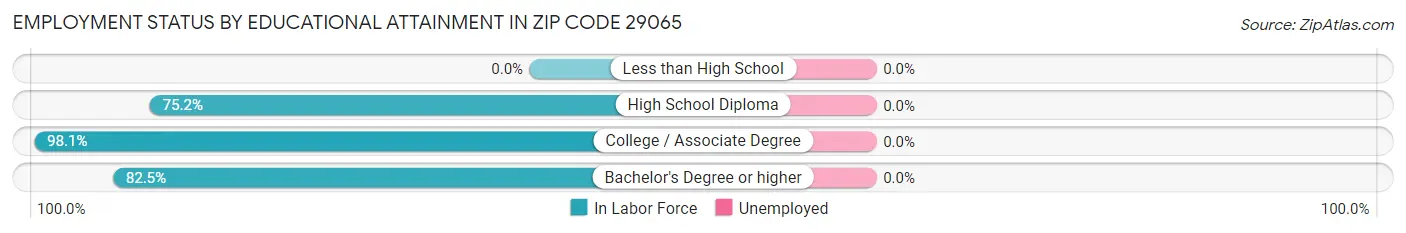 Employment Status by Educational Attainment in Zip Code 29065