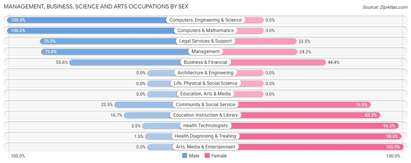 Management, Business, Science and Arts Occupations by Sex in Zip Code 29075