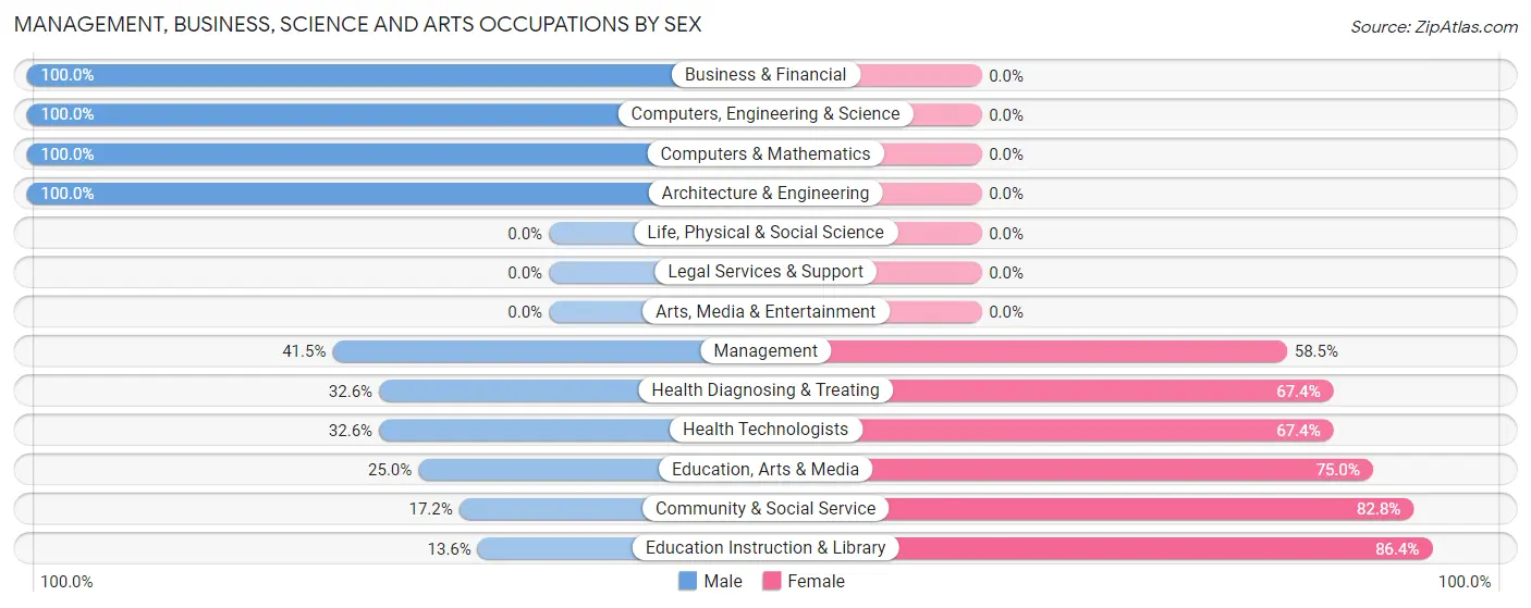 Management, Business, Science and Arts Occupations by Sex in Zip Code 29080