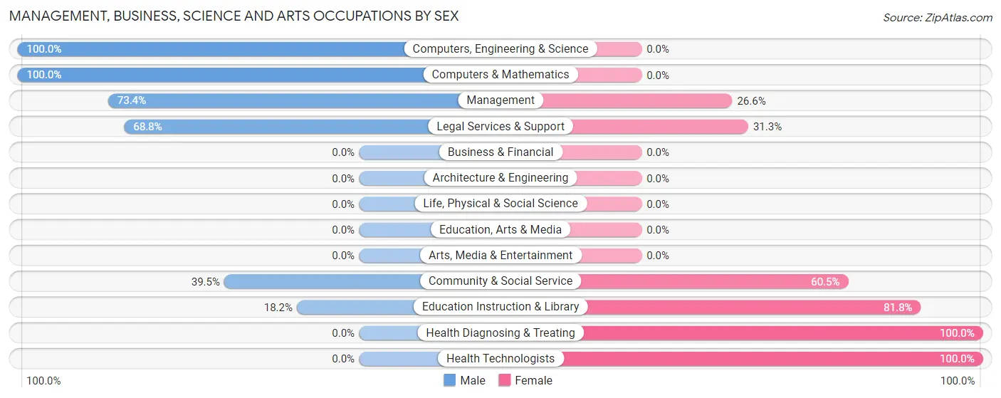 Management, Business, Science and Arts Occupations by Sex in Zip Code 29081