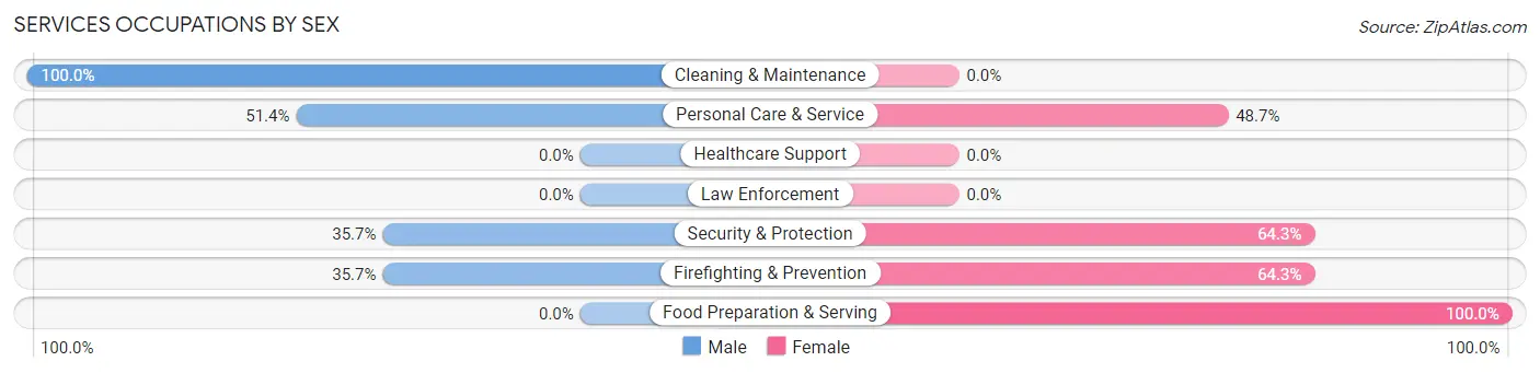 Services Occupations by Sex in Zip Code 29081