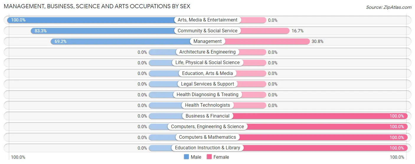Management, Business, Science and Arts Occupations by Sex in Zip Code 29082