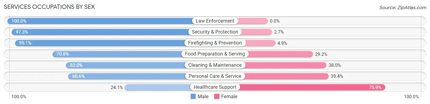 Services Occupations by Sex in Zip Code 29108
