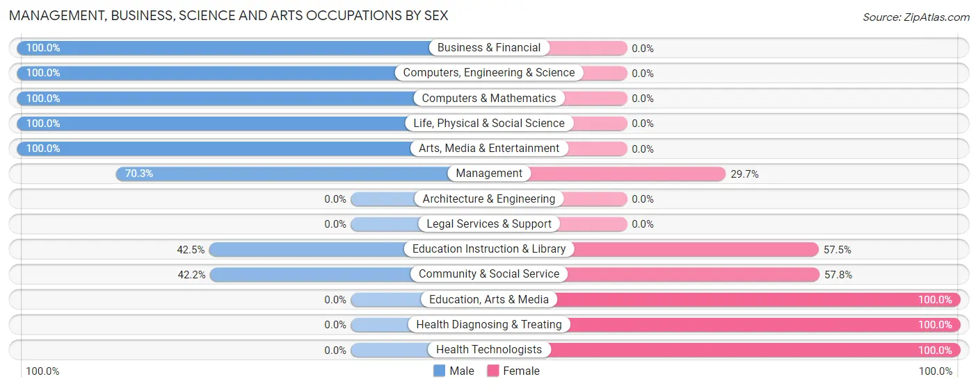 Management, Business, Science and Arts Occupations by Sex in Zip Code 29111