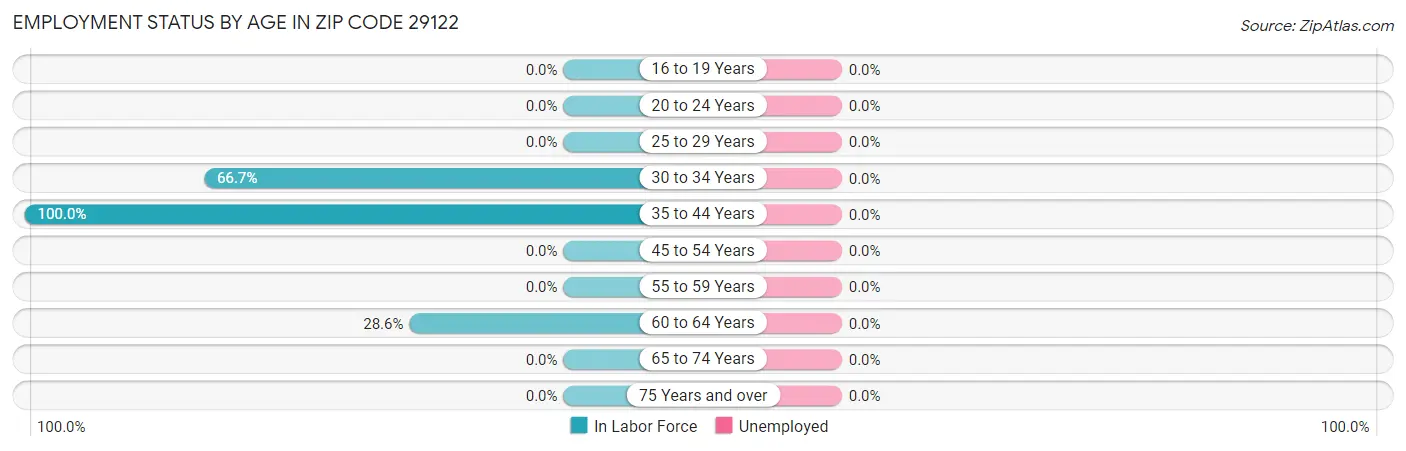 Employment Status by Age in Zip Code 29122