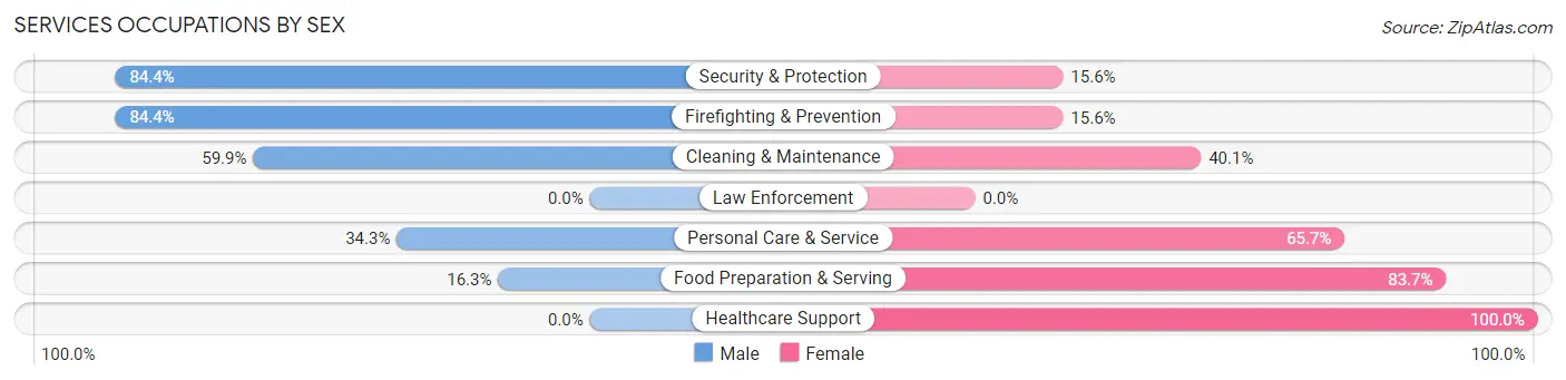 Services Occupations by Sex in Zip Code 29123