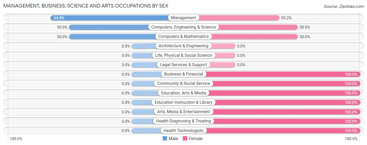 Management, Business, Science and Arts Occupations by Sex in Zip Code 29128