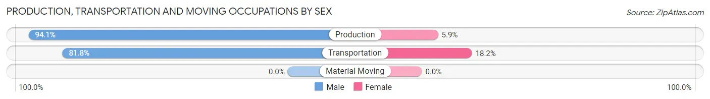 Production, Transportation and Moving Occupations by Sex in Zip Code 29133