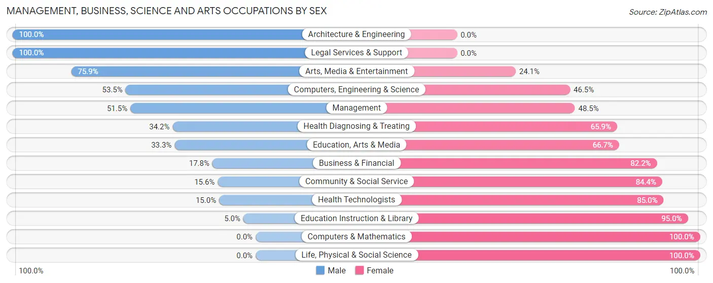 Management, Business, Science and Arts Occupations by Sex in Zip Code 29135