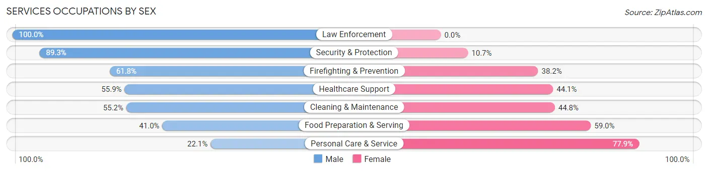 Services Occupations by Sex in Zip Code 29135