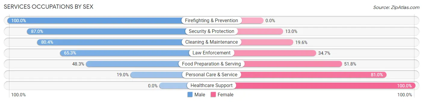 Services Occupations by Sex in Zip Code 29154