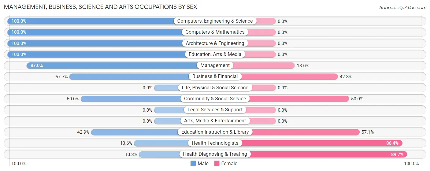Management, Business, Science and Arts Occupations by Sex in Zip Code 29162