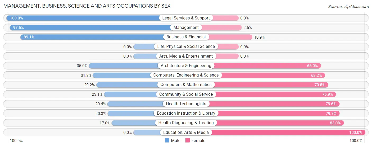Management, Business, Science and Arts Occupations by Sex in Zip Code 29178