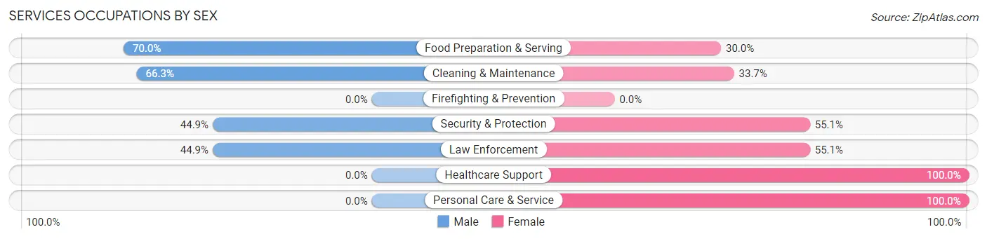 Services Occupations by Sex in Zip Code 29178