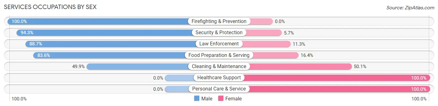 Services Occupations by Sex in Zip Code 29180