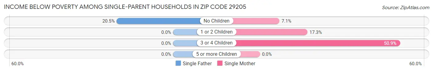 Income Below Poverty Among Single-Parent Households in Zip Code 29205