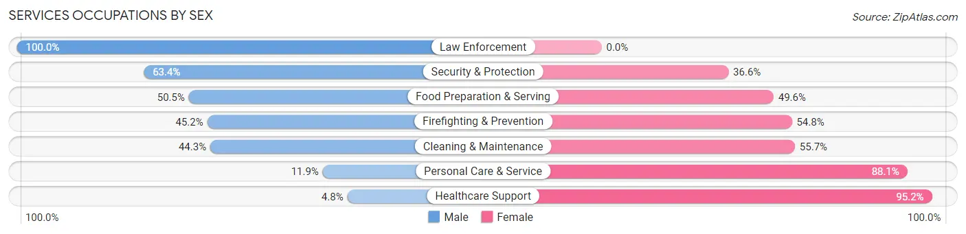 Services Occupations by Sex in Zip Code 29205