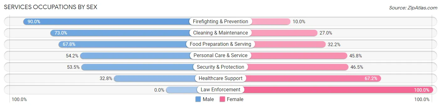 Services Occupations by Sex in Zip Code 29207