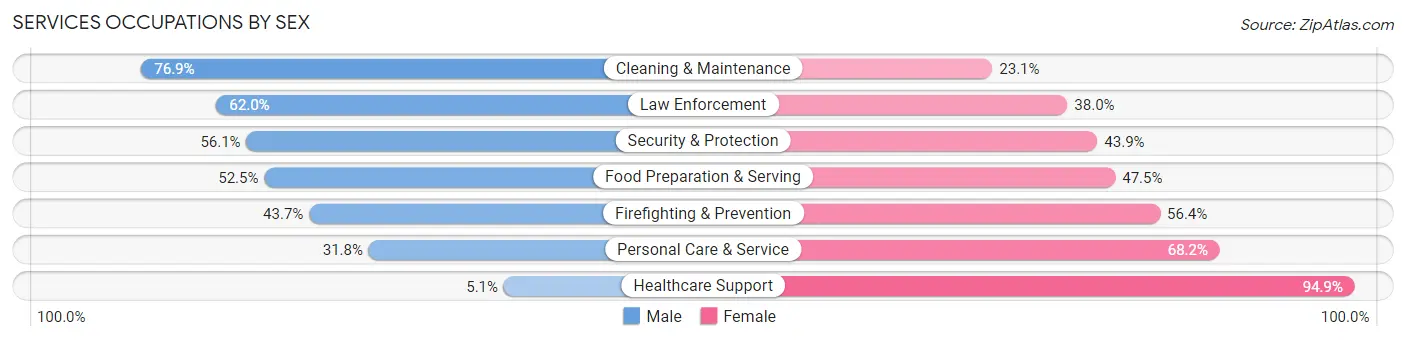 Services Occupations by Sex in Zip Code 29210