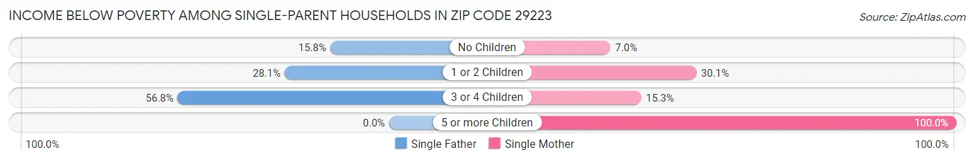 Income Below Poverty Among Single-Parent Households in Zip Code 29223